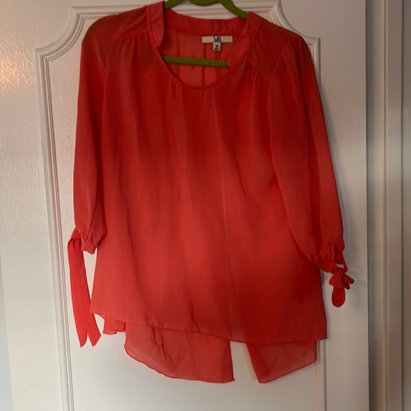 Salmon Pink Blouse with Slit Back - Picture 1 of 4